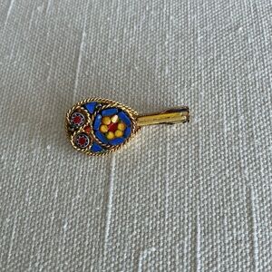 Gold and Blue MicroMosaic Brooch